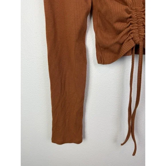 And‎ Now This Womens Burnt Orange Crop Top  Long Sleeves Blouse Sz M - Picture 4 of 6